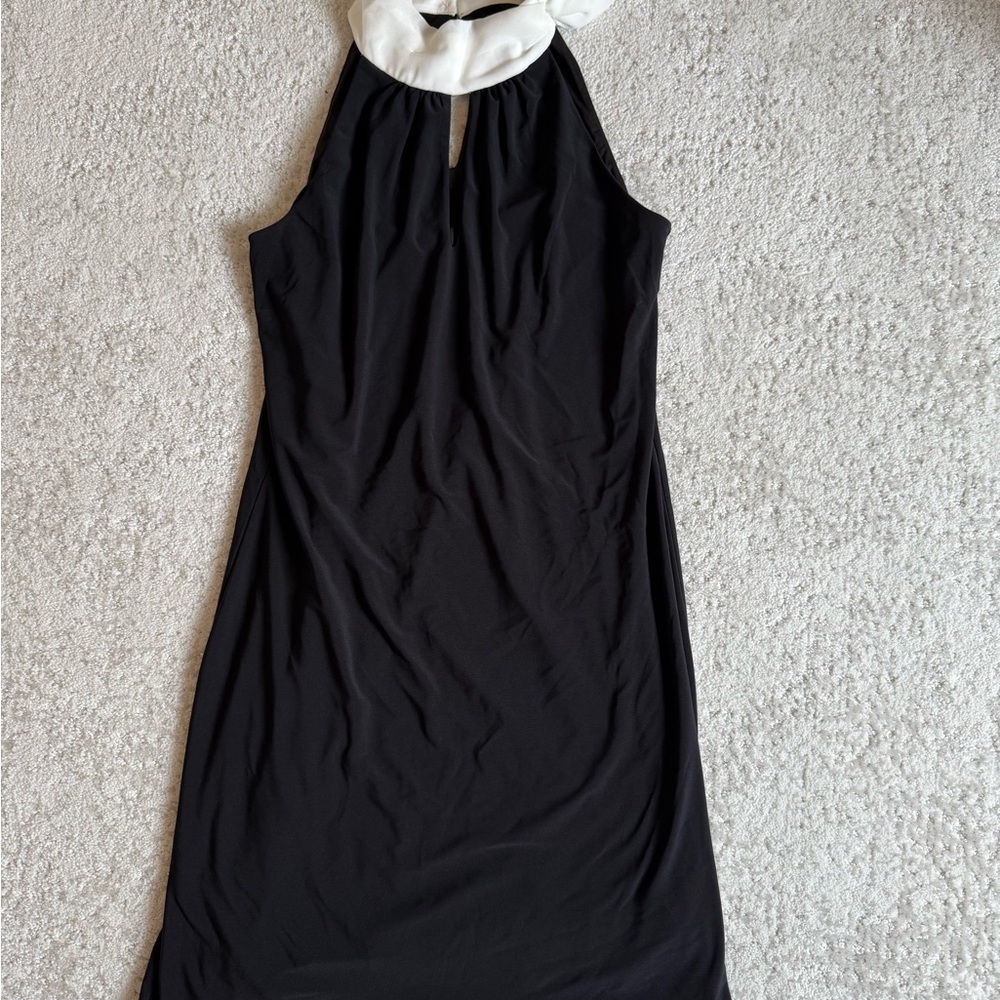 White House Black Market Black and White Halter Sheath Dress